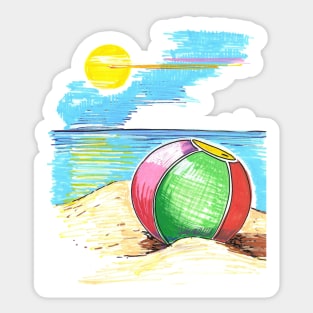 The ball on the beach Sticker